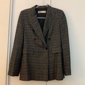 Zara plaid double breasted blazer
